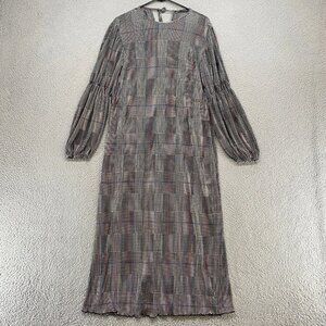 Zara Maxi Dress Womens Small Houndstooth Black White Holiday Party Plaid